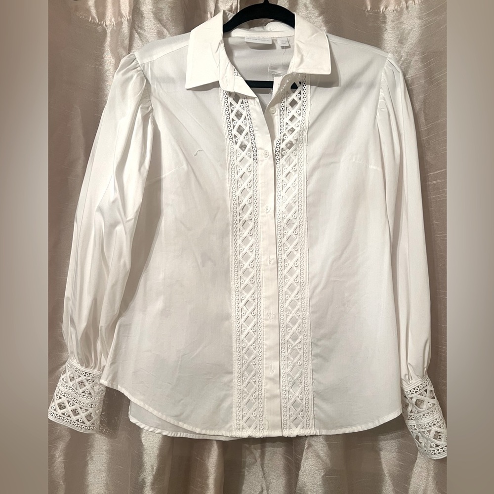 White Button Shirt with Cutouts